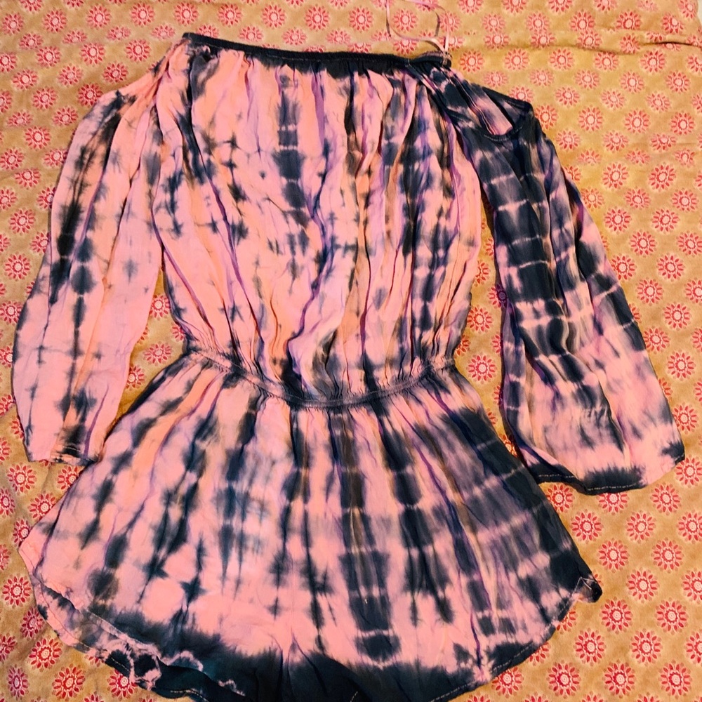 Tye dye drape sleeve tube Romper by Surf Gypsy